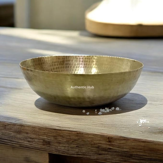 Boost Your Kitchen with Authentic Hub's Brass Hammered Kadai Without Handle