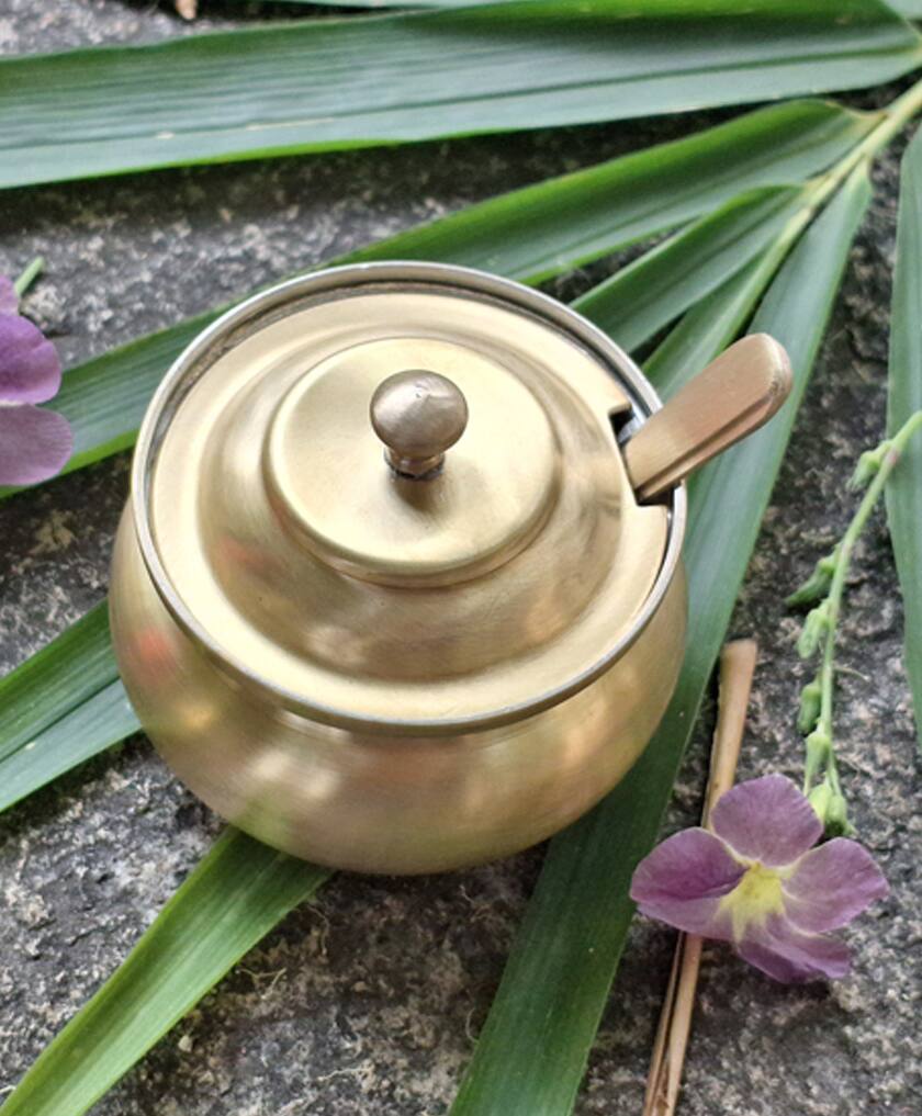 Antique Brass Pot, Oil Ghee Container Duo Ultimate Kitchenware, Brass Ghee Pot, Desi Container Set