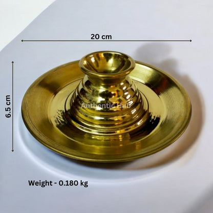 Brass Diya Lamp for Aarti, 8 Inch Indian Diya, Handmade Kerala Deepam Appam, Diwali Aarti Diya - AUTHENTIC HUB