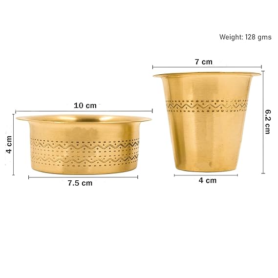 Elegant Brass Etched Coffee Filter with 2 Dabara - The Best Drip Coffee Maker for Authentic Brew & Unique Anniversary Gift Ideas