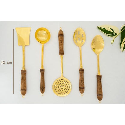 Cutlery Set, Brass Ladle, Serving Spoon, Karandi, Antique Spatula, Set of 5 Kitchen Spoon, Antique Cutlery, Cooking Utensils, Metal Spatula,Ladle Online