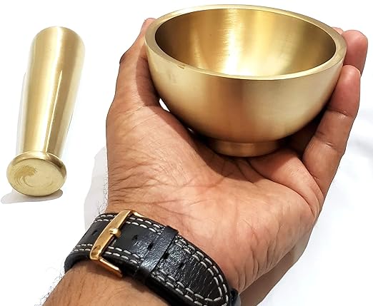 Mortor and pestle, Spice Grinder, Hand Grinder, Pure Brass Motor And Pestle, Manjal Kal Buy Now