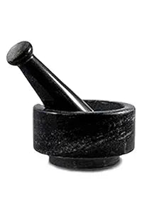 Buy Black Mortar and Pestle – Natural Stone Grinder for Spices, Spice Masher, Okhil, and Khalbatta