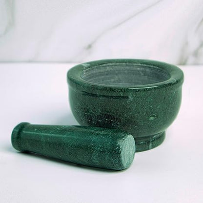 Motor And Pestle, Grinding Stone, Mortor And Pestle, Handcrafted Green Marble Imam Dasta, Kharal, Kundi, Okhli