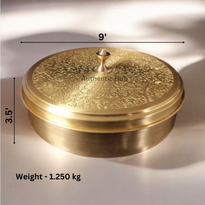 Brass 9 Inch Masala Box, Spice Container, Masala Spice Box, Buy Spice Box Online, Diwali Offer - AUTHENTIC HUB