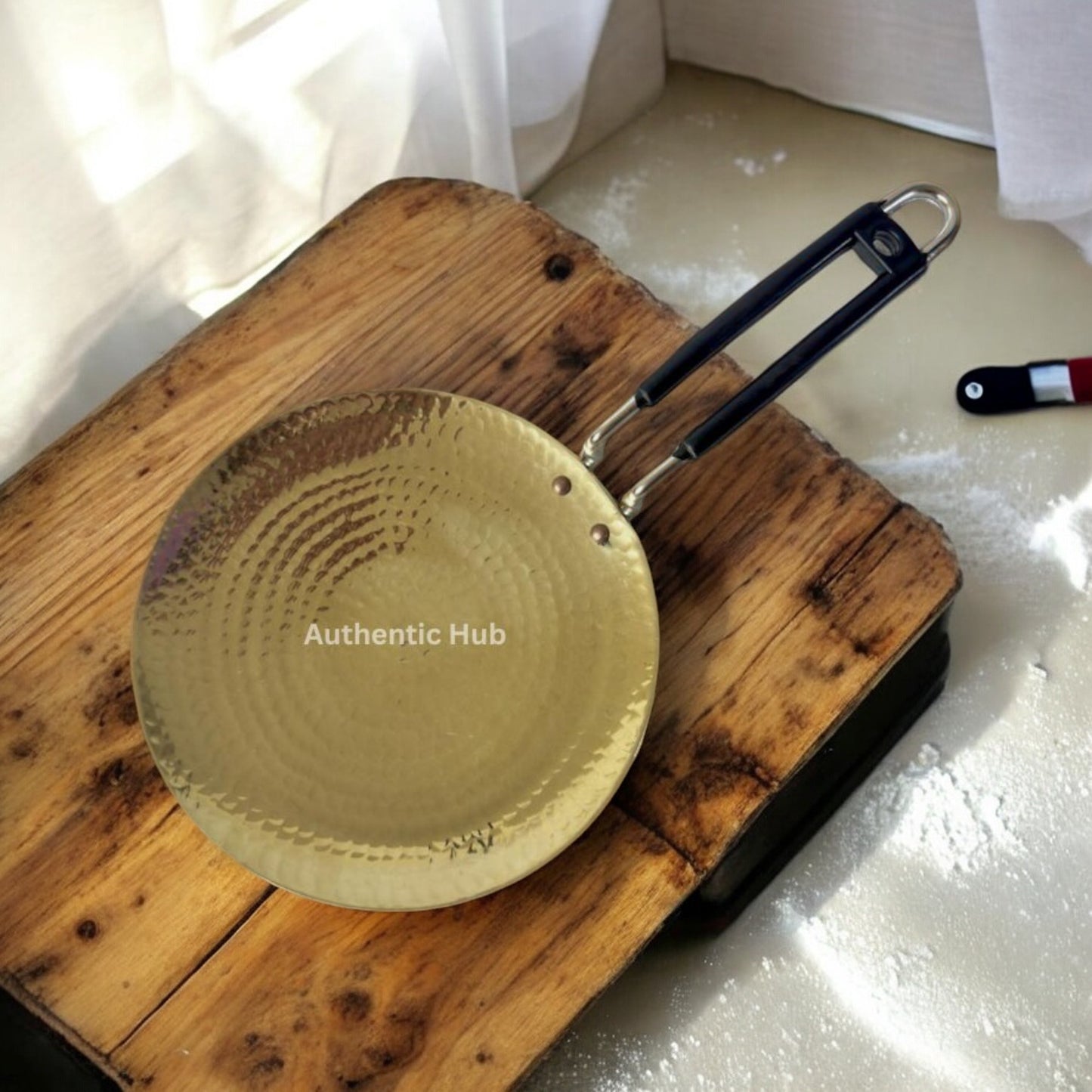 Brass Dosa Tawa, Roti Tawa, 10 inch Dosa Pan, Handcrafted Brass Cookware, Kitchen Utensil, Dosa Kallu, Buy Frying Pan, Brass Free Spatula - AUTHENTIC HUB