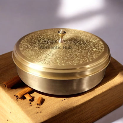 Brass 9 Inch Masala Box, Spice Container, Masala Spice Box, Buy Spice Box Online, Diwali Offer - AUTHENTIC HUB