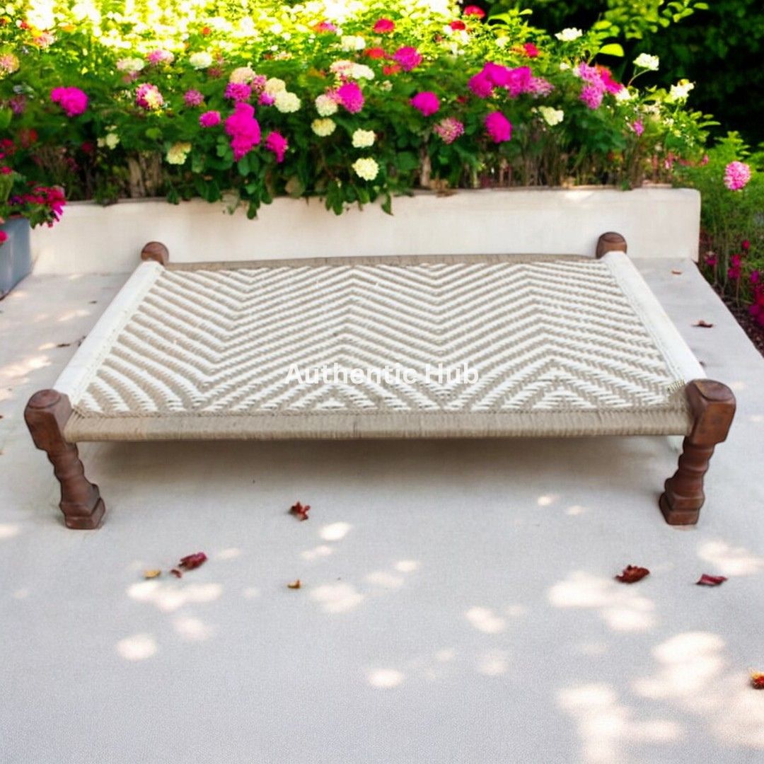 Garden Bench: Handmade Daybed, Jute khatiya, Indian Furniture, Rope Bed - AUTHENTIC HUB