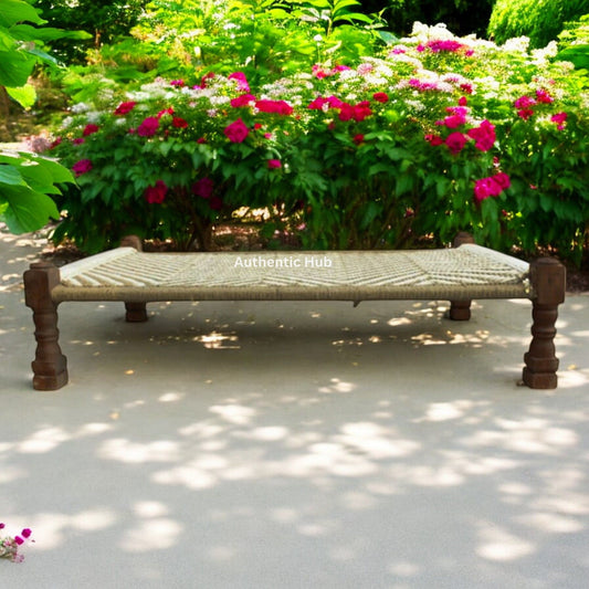 Charpai Khatiya: Handmade Daybed, Garden Bench, Indian Furniture, Rope Bed - AUTENTIC HUB