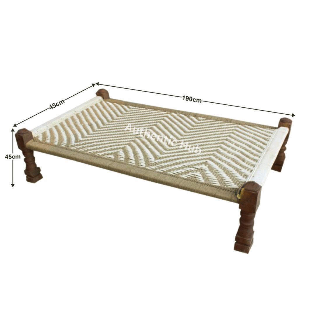 Charpai Khatiya: Handmade Daybed, Garden Bench, Indian Furniture, Rope Bed - AUTENTIC HUB