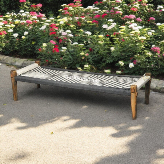 Khatiya: Handmade Daybed, Outdoor Garden Bench, Indian Furniture, Daybed - AUTHENTIC HUB