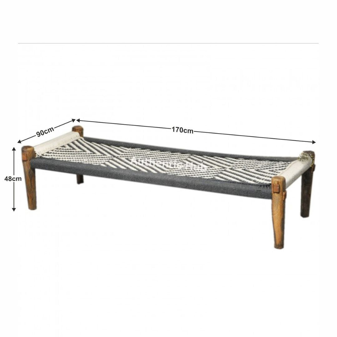 Khatiya: Handmade Daybed, Outdoor Garden Bench, Indian Furniture, Daybed - AUTHENTIC HUB