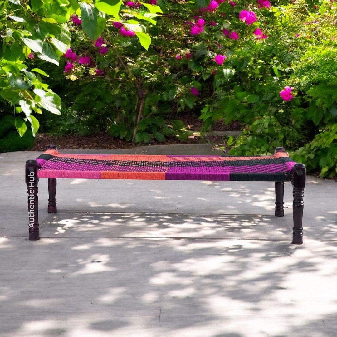 Charpai Khatiya: Handmade Daybed, Garden Bench, Indian Furniture, Rope Bed - AUTHENTIC HUB