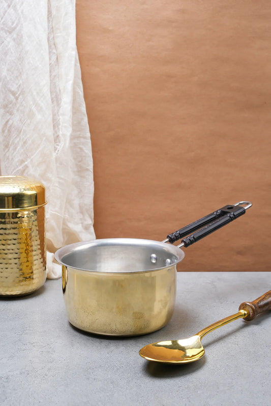 Shop our vintage brass milk pan: a nonstick mini gem for your kitchen! Explore pots and pans, kitchen utensils, and the best milk pan prices online.