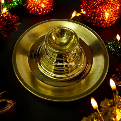 Brass Diya Lamp for Aarti, 8 Inch Indian Diya, Handmade Kerala Deepam Appam, Diwali Aarti Diya - AUTHENTIC HUB