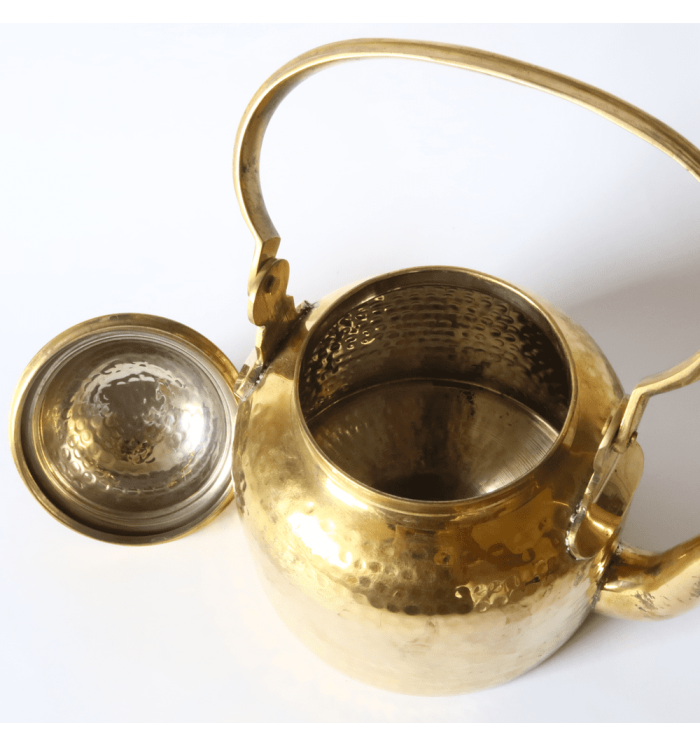 Brass Hammered Teapot: Elegant Tea Kettle and Teapot Combo for Perfect Tea in a Kettle