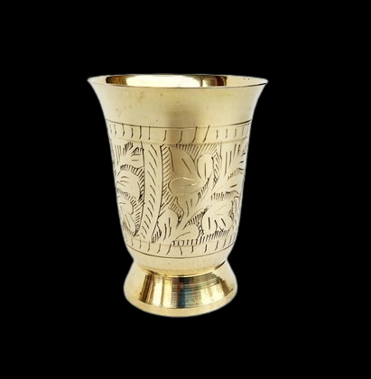 Handcrafted Set Of 2 Brass Tumblers: Luxury Engraved Glass Gifts & Drinking Glasses Online