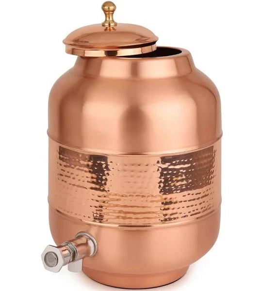 Hammered Copper Dispenser: Perfect as a vintage water cooler or stylish water tap dispenser. Ideal copper water vessel and container for any setting!